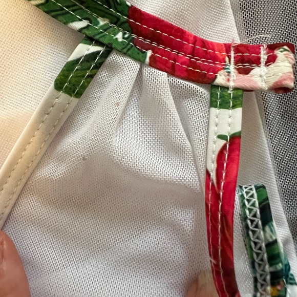 Tempt Me Floral High-Neck One-Piece Swimsuit - White/Red Size Medium - Picture 9 of 13